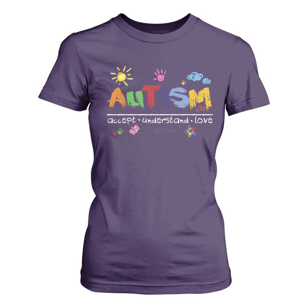Autism Acceptance Month T Shirt For Women Autism Accept Understand Love SPED Teachers TS11 Purple Print Your Wear