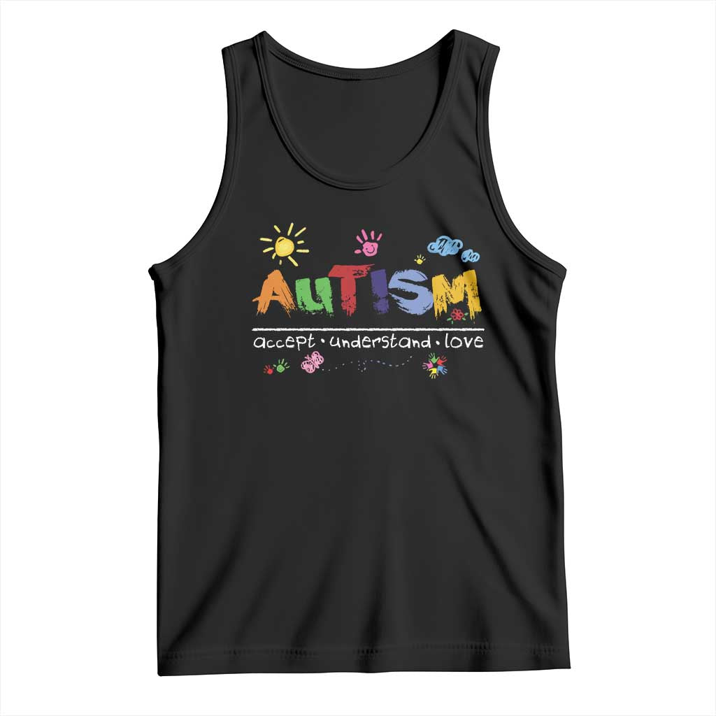 Autism Acceptance Month Tank Top Autism Accept Understand Love SPED Teachers TS11 Black Print Your Wear
