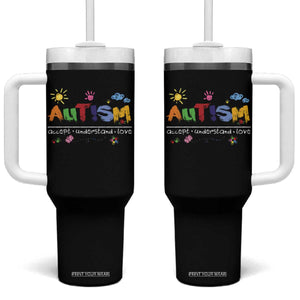 Autism Acceptance Month Tumbler With Handle Autism Accept Understand Love SPED Teachers TS11 One Size: 40 oz Black Print Your Wear