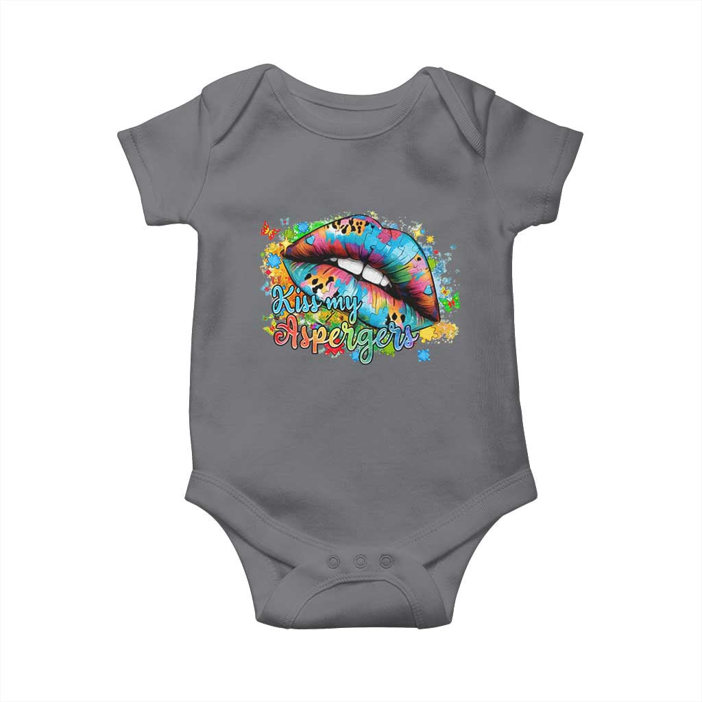 Funny Kiss My Aspergers Baby Onesie Asperger Syndrome Autism Awareness TS11 Charcoal Print Your Wear