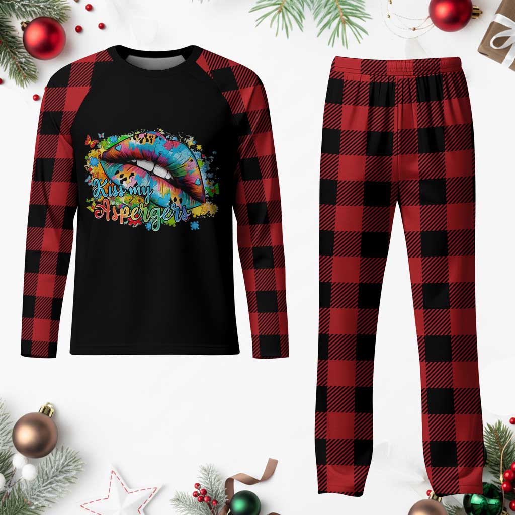 Funny Kiss My Aspergers Plaid Pajama Set Asperger Syndrome Autism Awareness TS11 Buffalo Plaid Print Your Wear