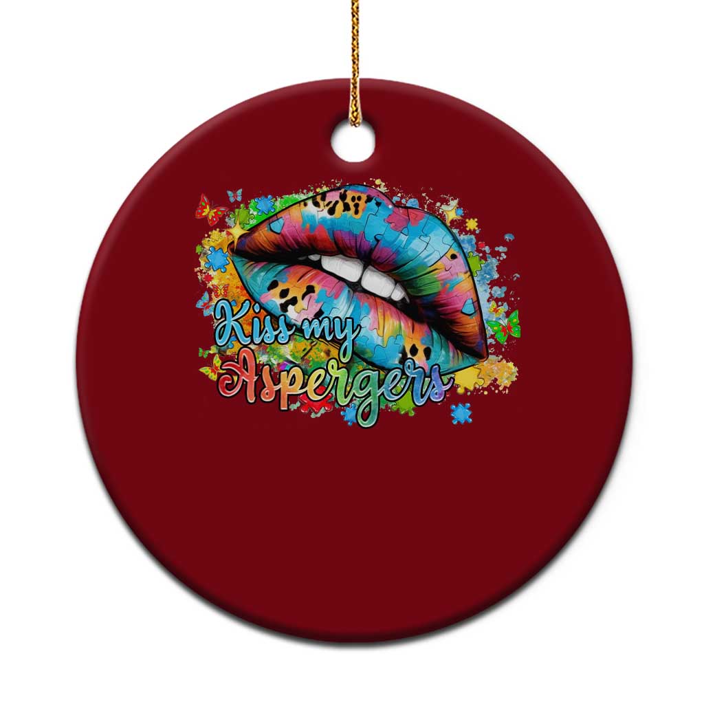 Funny Kiss My Aspergers Ceramic Ornament Asperger Syndrome Autism Awareness TS11 1pc Red Print Your Wear