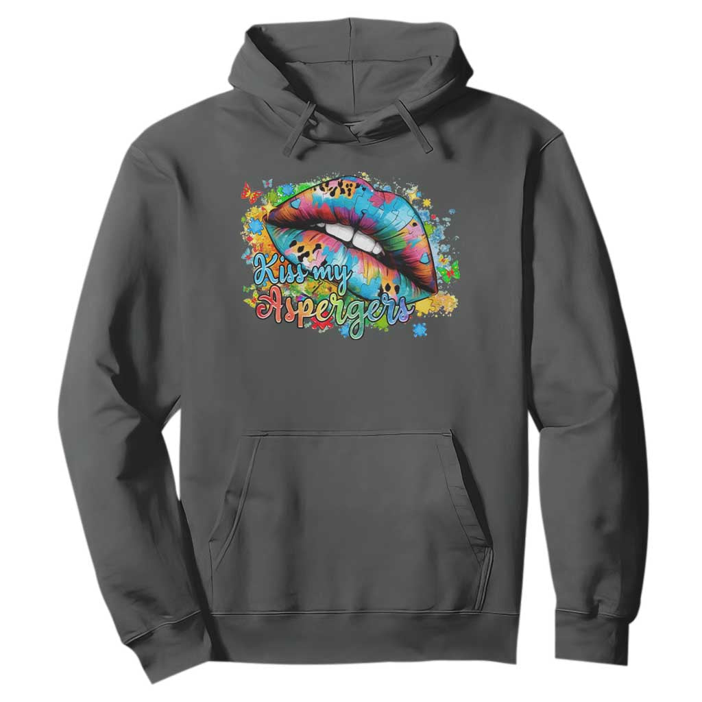 Funny Kiss My Aspergers Hoodie Asperger Syndrome Autism Awareness TS11 Dark Heather Print Your Wear