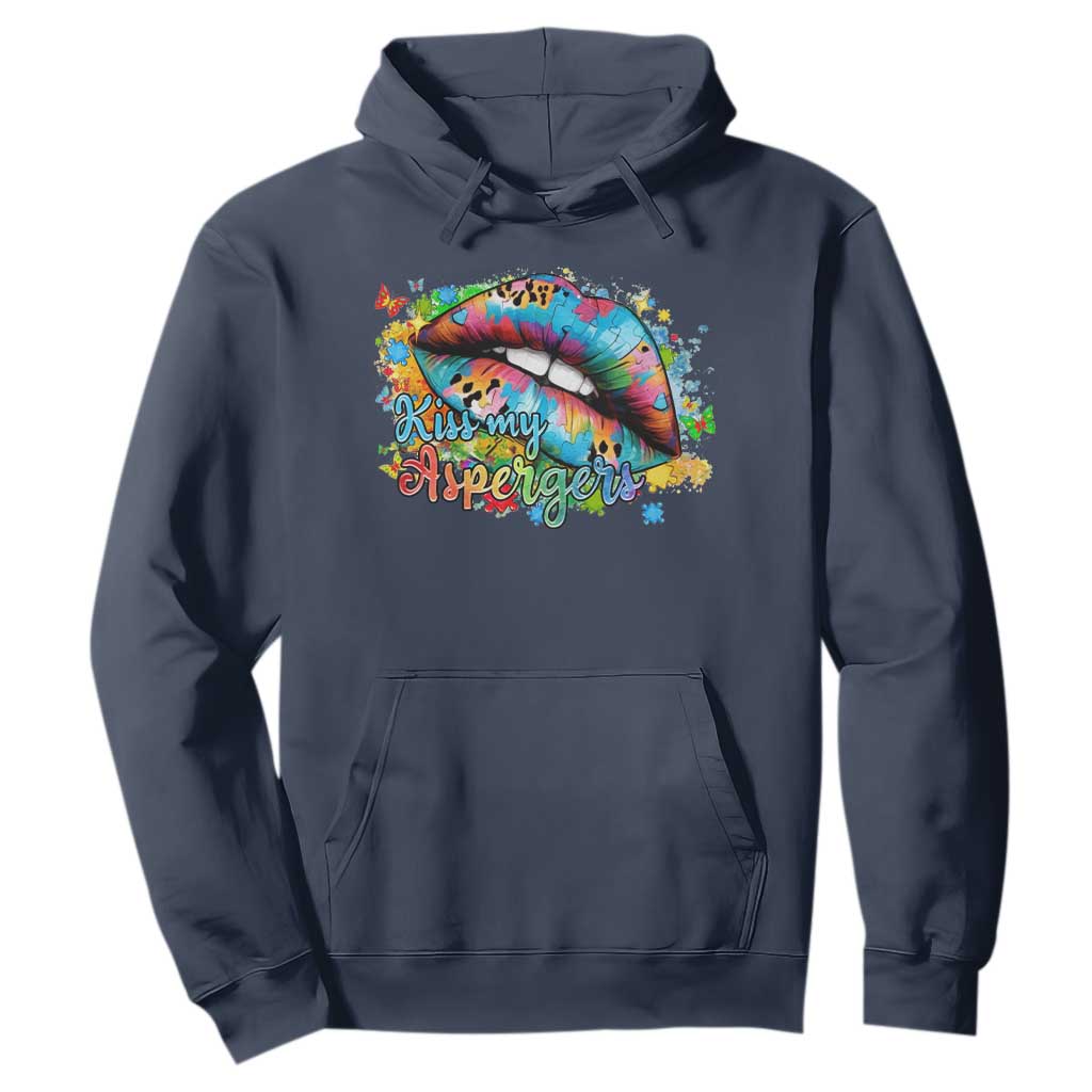Funny Kiss My Aspergers Hoodie Asperger Syndrome Autism Awareness TS11 Navy Print Your Wear