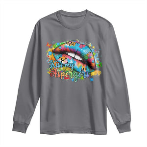 Funny Kiss My Aspergers Long Sleeve Shirt Asperger Syndrome Autism Awareness TS11 Charcoal Print Your Wear