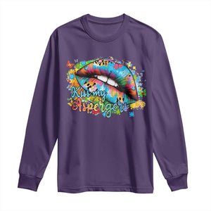 Funny Kiss My Aspergers Long Sleeve Shirt Asperger Syndrome Autism Awareness TS11 Purple Print Your Wear