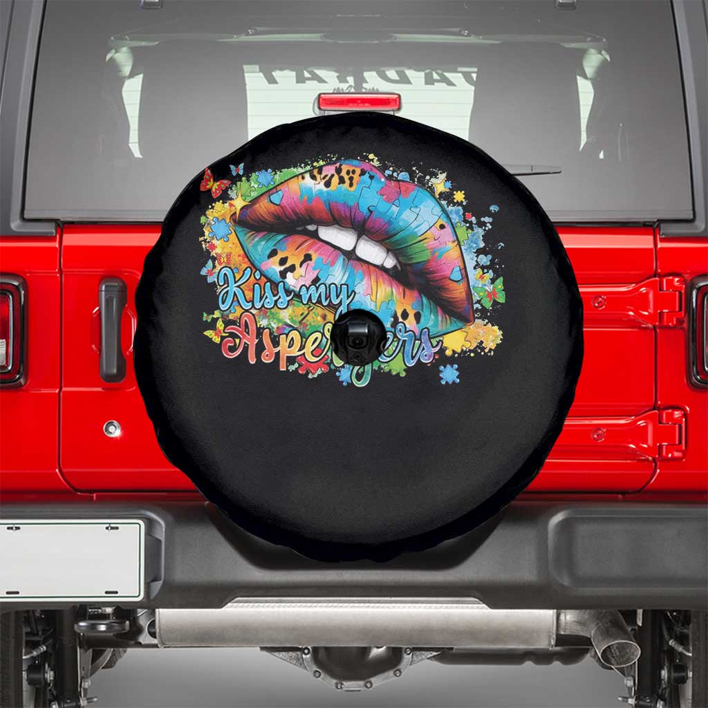 Funny Kiss My Aspergers Spare Tire Cover Asperger Syndrome Autism Awareness TS11 Black Print Your Wear