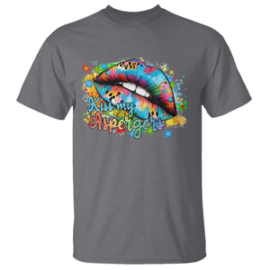 Funny Kiss My Aspergers T Shirt Asperger Syndrome Autism Awareness TS11 Charcoal Print Your Wear