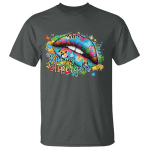 Funny Kiss My Aspergers T Shirt Asperger Syndrome Autism Awareness TS11 Dark Heather Print Your Wear