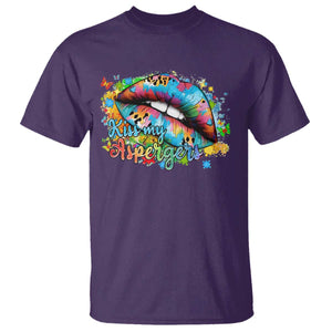 Funny Kiss My Aspergers T Shirt Asperger Syndrome Autism Awareness TS11 Purple Print Your Wear