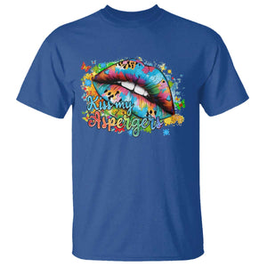 Funny Kiss My Aspergers T Shirt Asperger Syndrome Autism Awareness TS11 Royal Blue Print Your Wear