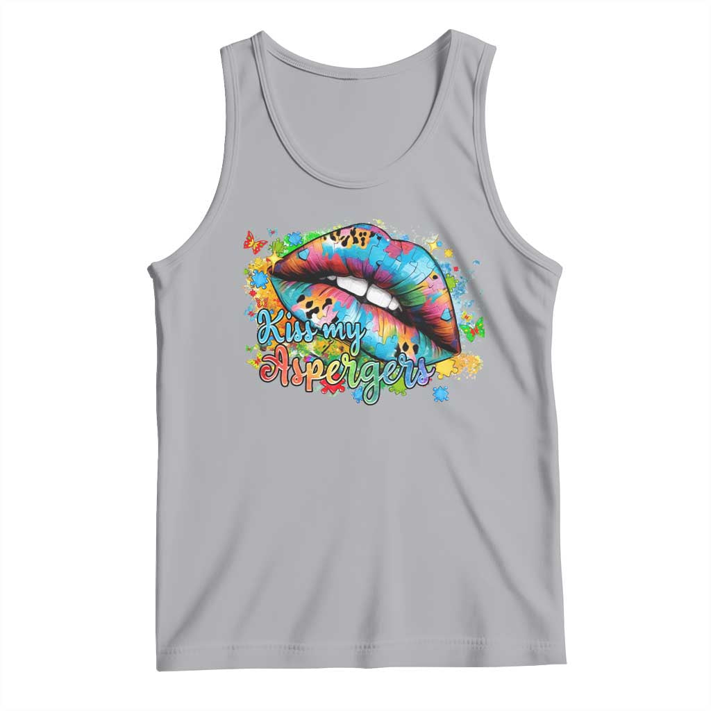 Funny Kiss My Aspergers Tank Top Asperger Syndrome Autism Awareness TS11 Athletic Heather Print Your Wear