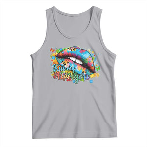 Funny Kiss My Aspergers Tank Top Asperger Syndrome Autism Awareness TS11 Athletic Heather Print Your Wear