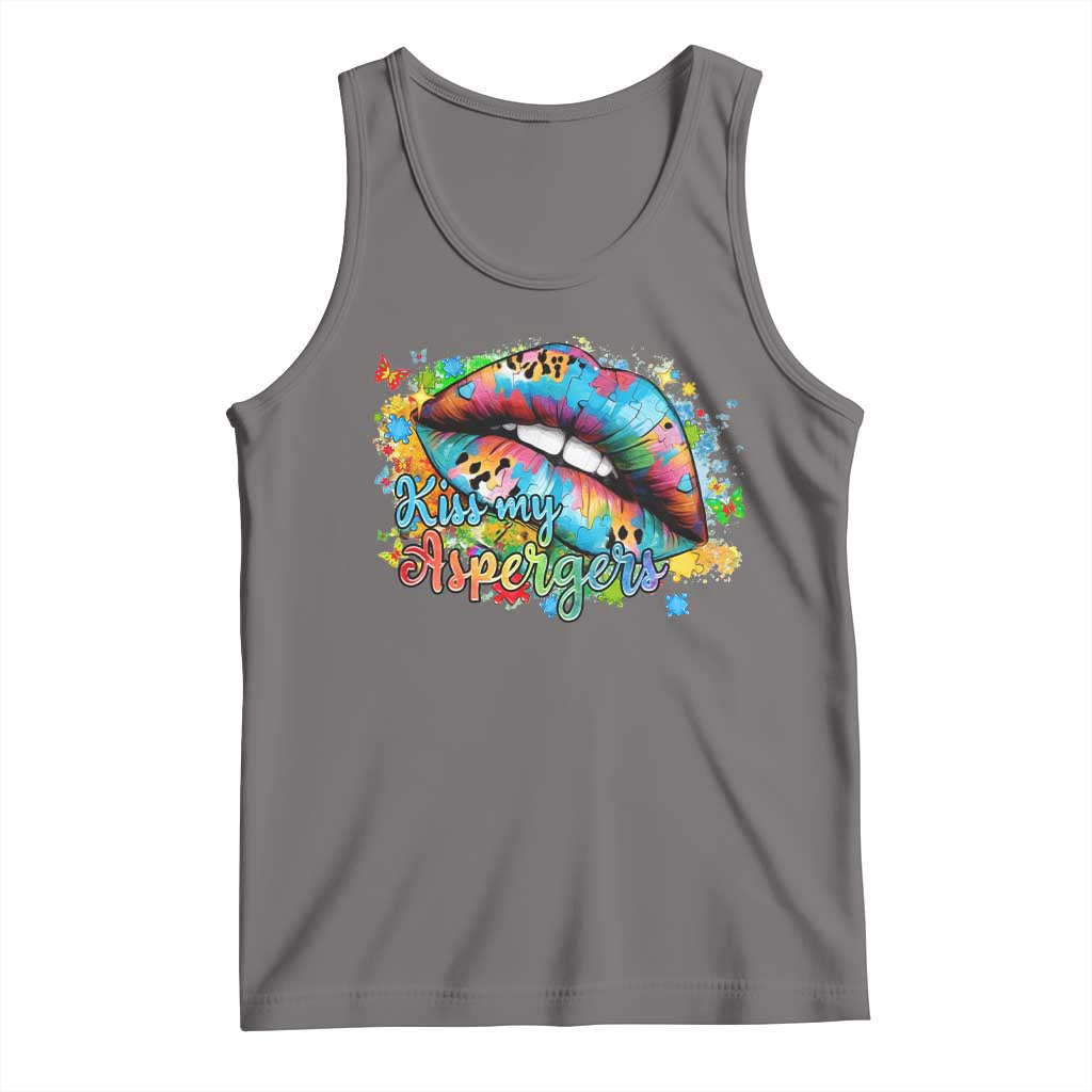 Funny Kiss My Aspergers Tank Top Asperger Syndrome Autism Awareness TS11 Deep Heather Print Your Wear