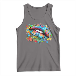 Funny Kiss My Aspergers Tank Top Asperger Syndrome Autism Awareness TS11 Deep Heather Print Your Wear