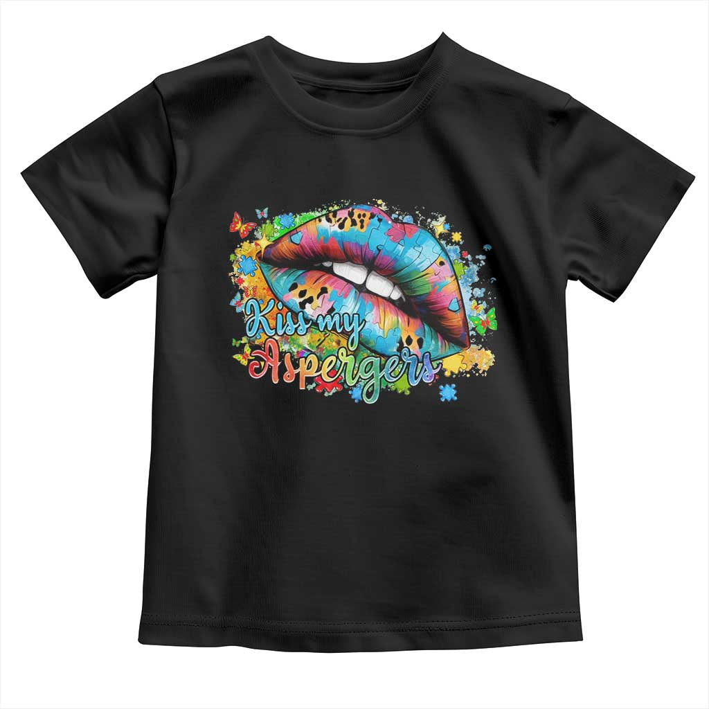 Funny Kiss My Aspergers Toddler T Shirt Asperger Syndrome Autism Awareness TS11 Black Print Your Wear