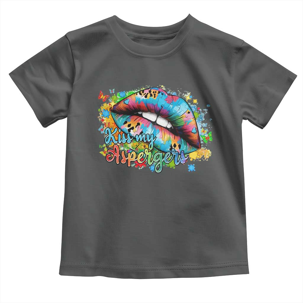 Funny Kiss My Aspergers Toddler T Shirt Asperger Syndrome Autism Awareness TS11 Dark Heather Print Your Wear
