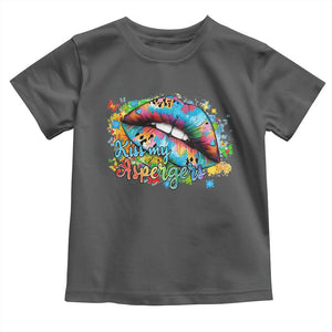 Funny Kiss My Aspergers Toddler T Shirt Asperger Syndrome Autism Awareness TS11 Dark Heather Print Your Wear