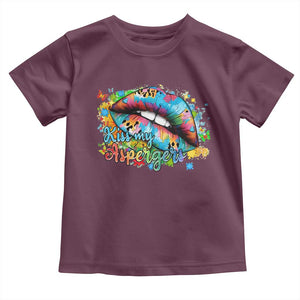 Funny Kiss My Aspergers Toddler T Shirt Asperger Syndrome Autism Awareness TS11 Maroon Print Your Wear