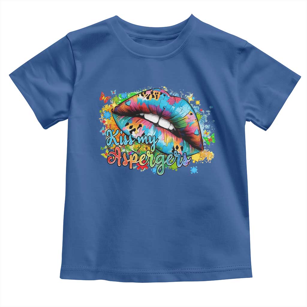 Funny Kiss My Aspergers Toddler T Shirt Asperger Syndrome Autism Awareness TS11 Royal Blue Print Your Wear