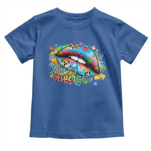 Funny Kiss My Aspergers Toddler T Shirt Asperger Syndrome Autism Awareness TS11 Royal Blue Print Your Wear