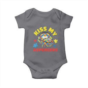 Funny Kiss My Aspergers Baby Onesie Asperger Syndrome Autism Awareness Puzzle Lips TS11 Charcoal Print Your Wear