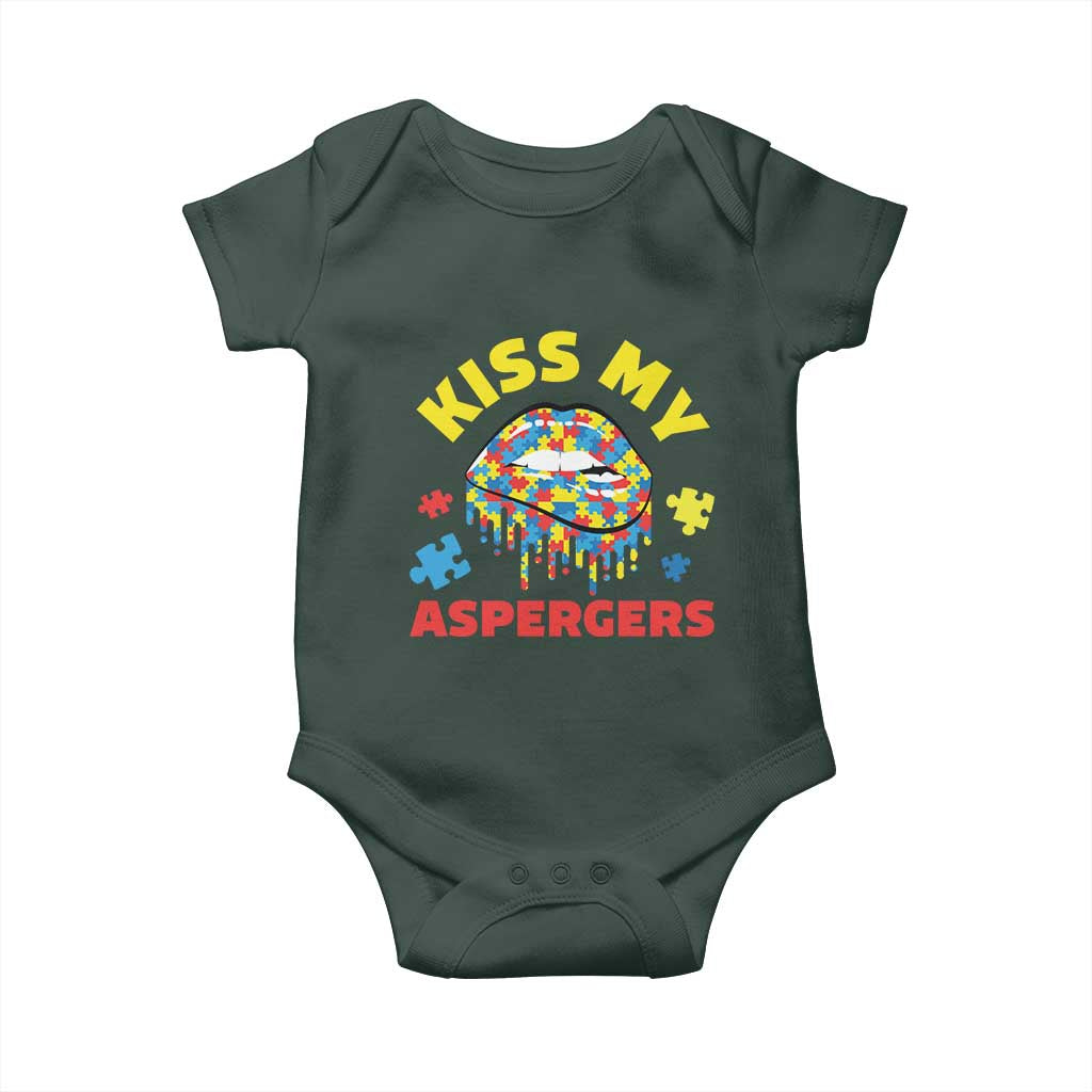 Funny Kiss My Aspergers Baby Onesie Asperger Syndrome Autism Awareness Puzzle Lips TS11 Print Your Wear