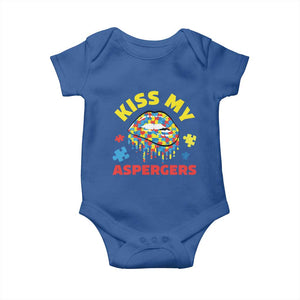 Funny Kiss My Aspergers Baby Onesie Asperger Syndrome Autism Awareness Puzzle Lips TS11 Royal Blue Print Your Wear