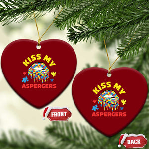 Funny Kiss My Aspergers Ceramic Ornament Asperger Syndrome Autism Awareness Puzzle Lips TS11 Print Your Wear