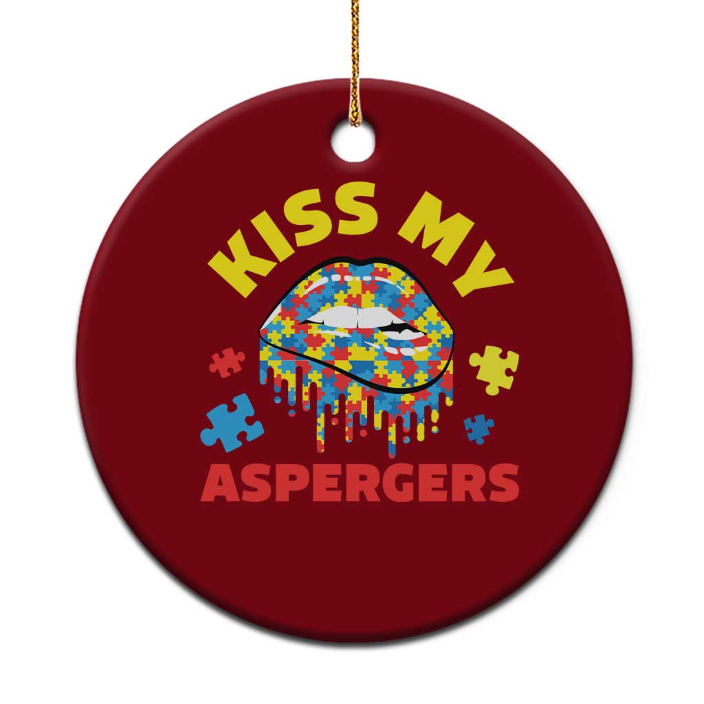 Funny Kiss My Aspergers Ceramic Ornament Asperger Syndrome Autism Awareness Puzzle Lips TS11 1pc Red Print Your Wear
