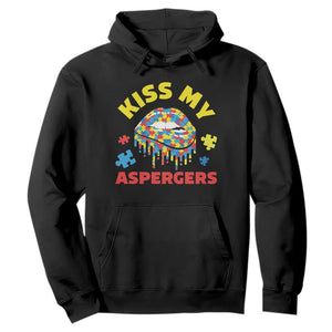 Funny Kiss My Aspergers Hoodie Asperger Syndrome Autism Awareness Puzzle Lips TS11 Black Print Your Wear