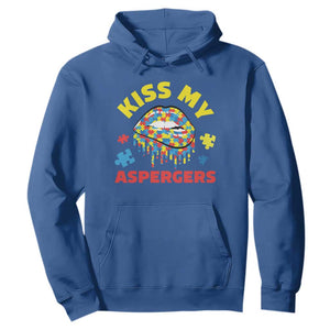 Funny Kiss My Aspergers Hoodie Asperger Syndrome Autism Awareness Puzzle Lips TS11 Royal Blue Print Your Wear