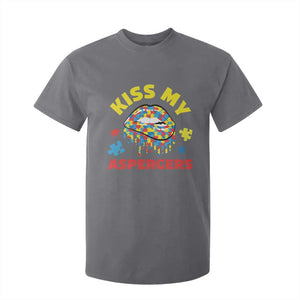 Funny Kiss My Aspergers T Shirt For Kid Asperger Syndrome Autism Awareness Puzzle Lips TS11 Charcoal Print Your Wear