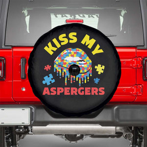 Funny Kiss My Aspergers Spare Tire Cover Asperger Syndrome Autism Awareness Puzzle Lips TS11 Black Print Your Wear