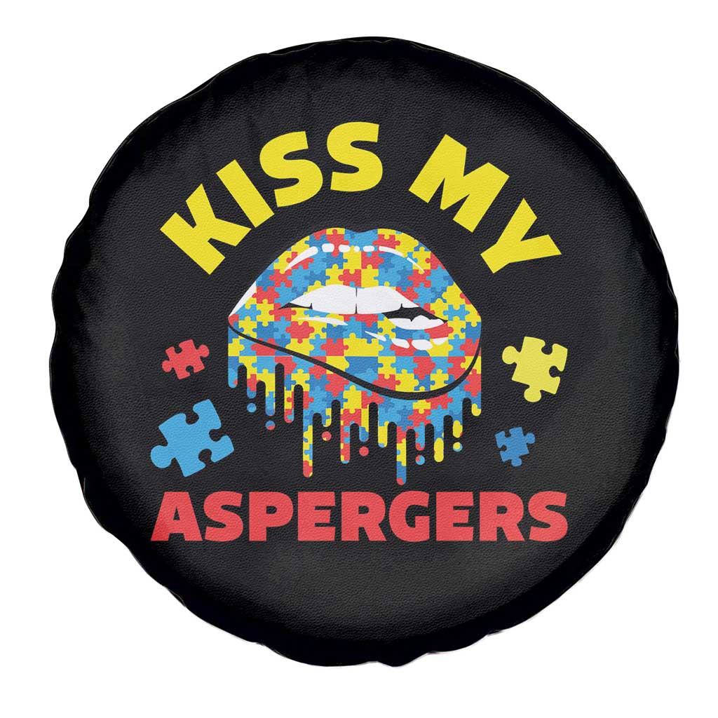Funny Kiss My Aspergers Spare Tire Cover Asperger Syndrome Autism Awareness Puzzle Lips TS11 Print Your Wear