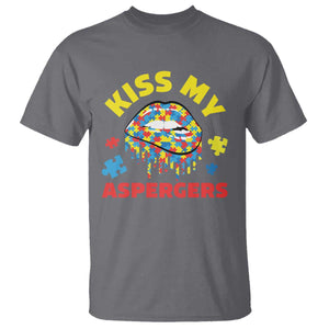 Funny Kiss My Aspergers T Shirt Asperger Syndrome Autism Awareness Puzzle Lips TS11 Charcoal Print Your Wear