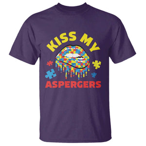 Funny Kiss My Aspergers T Shirt Asperger Syndrome Autism Awareness Puzzle Lips TS11 Purple Print Your Wear