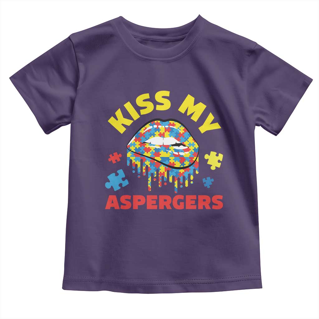 Funny Kiss My Aspergers Toddler T Shirt Asperger Syndrome Autism Awareness Puzzle Lips TS11 Purple Print Your Wear