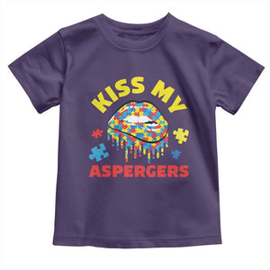 Funny Kiss My Aspergers Toddler T Shirt Asperger Syndrome Autism Awareness Puzzle Lips TS11 Purple Print Your Wear