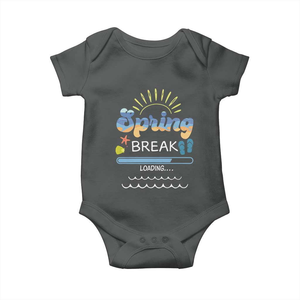 Funny Spring Break Loading Baby Onesie Spring Vacation Beach Sunshine TS11 Dark Heather Print Your Wear