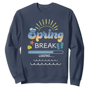 Funny Spring Break Loading Sweatshirt Spring Vacation Beach Sunshine TS11 Navy Print Your Wear
