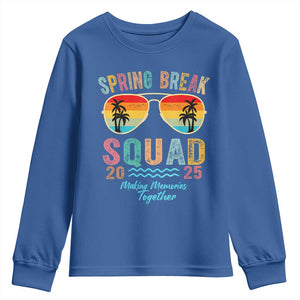 Funny Spring Break Squad 2025 Youth Sweatshirt Sunglasses Family Matching TS11 Royal Blue Print Your Wear