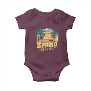 Funny Spring Break Baby Onesie Spring Vacation Beach Palm Tree TS11 Maroon Print Your Wear