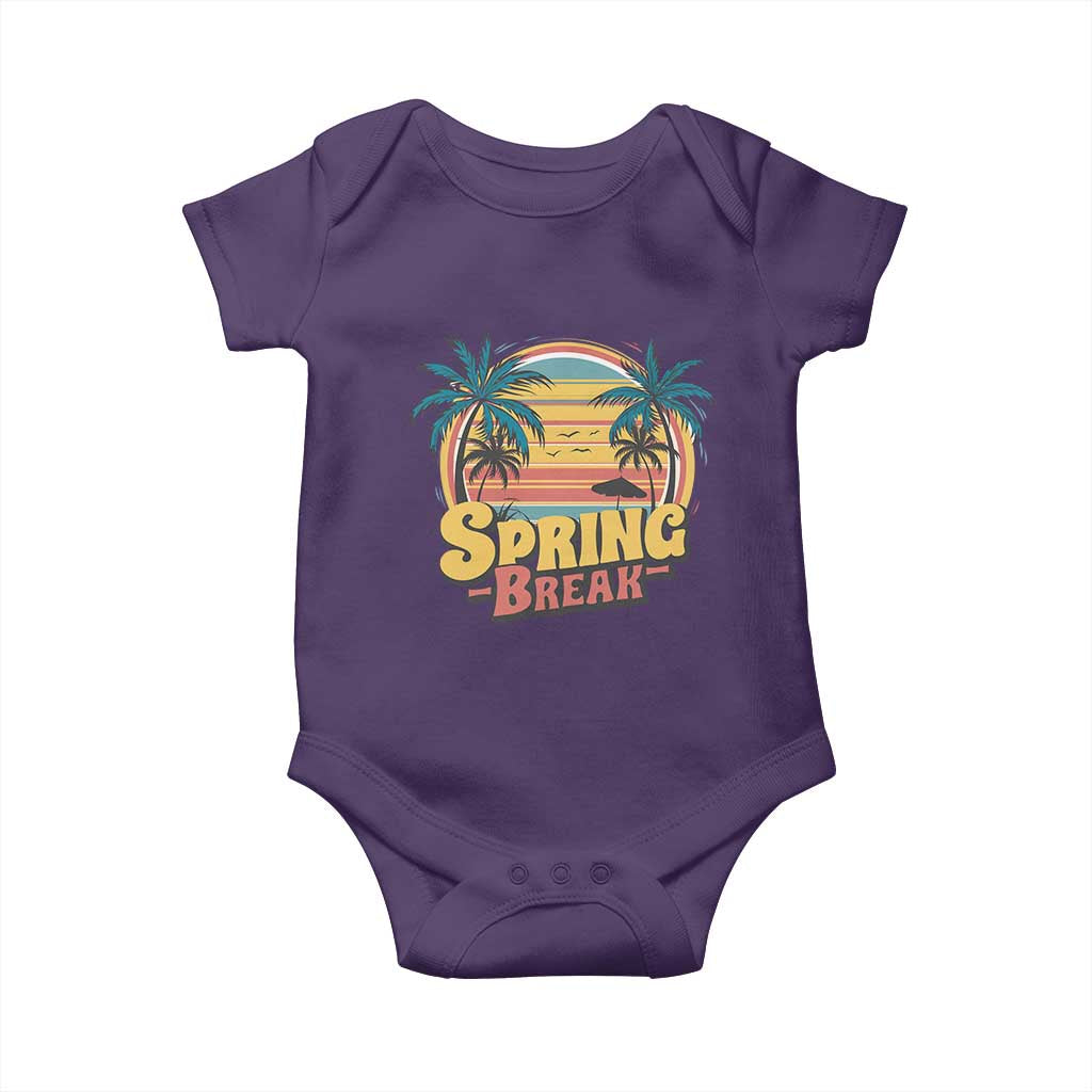 Funny Spring Break Baby Onesie Spring Vacation Beach Palm Tree TS11 Purple Print Your Wear