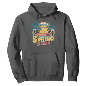 Funny Spring Break Hoodie Spring Vacation Beach Palm Tree TS11 Dark Heather Print Your Wear