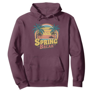 Funny Spring Break Hoodie Spring Vacation Beach Palm Tree TS11 Maroon Print Your Wear