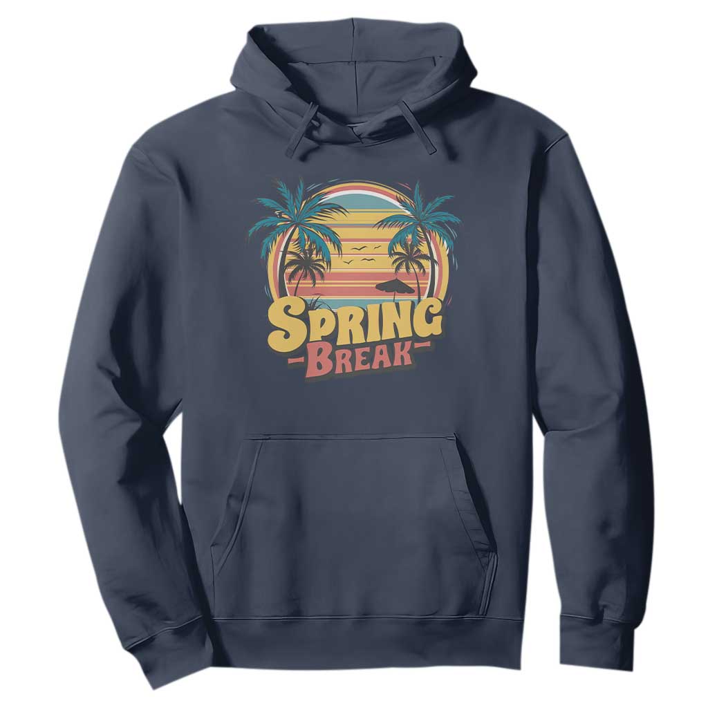 Funny Spring Break Hoodie Spring Vacation Beach Palm Tree TS11 Navy Print Your Wear