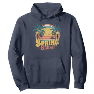 Funny Spring Break Hoodie Spring Vacation Beach Palm Tree TS11 Navy Print Your Wear