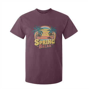Funny Spring Break T Shirt For Kid Spring Vacation Beach Palm Tree TS11 Maroon Print Your Wear