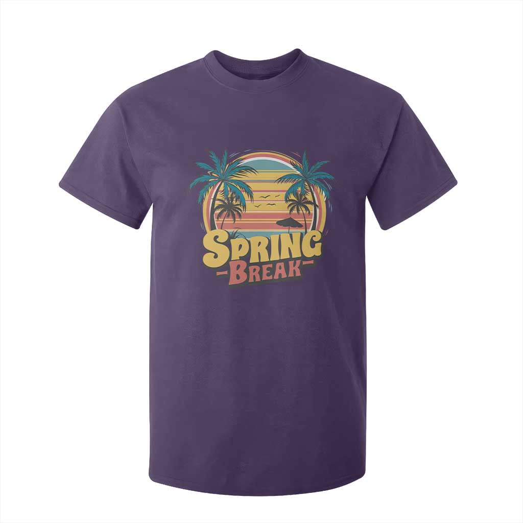 Funny Spring Break T Shirt For Kid Spring Vacation Beach Palm Tree TS11 Purple Print Your Wear